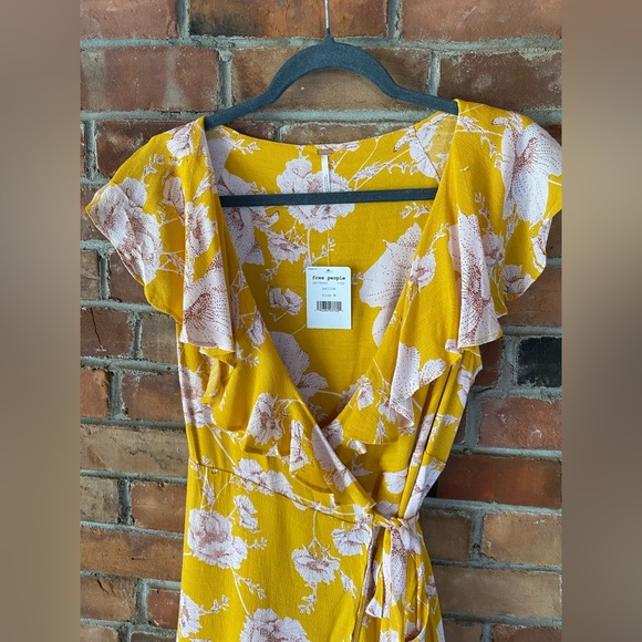 FREE PEOPLE NWTs French quarter yellow floral print mini dress size medium - Picture 6 of 10